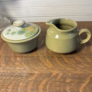 Vintage Franciscan Pebble Beach Earthenware Sugar Dish and Creamer Set